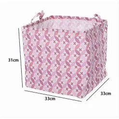 CESTO CONTENITORE PORTABIANCHERIA BUCATO CON MANICI TESSUTO ROSA 33X33X31CM 79205