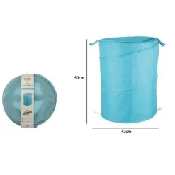 CESTO CONTENITORE PORTABIANCHERIA BUCATO GIOCHI PIEGHEVOLE 42X50CM CELESTE 79854