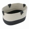 CESTO PORTA BIANCHERIA BICOLORE IN TESSUTO INTRECCIATO CESTINO 20X15X11CM 10662