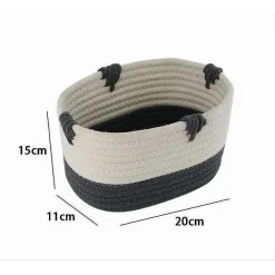 CESTO PORTA BIANCHERIA BICOLORE IN TESSUTO INTRECCIATO CESTINO 20X15X11CM 10662