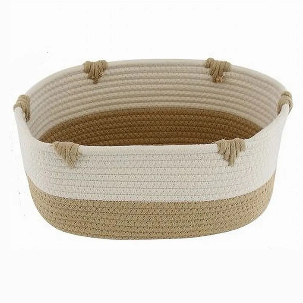 CESTO PORTA BIANCHERIA BICOLORE IN TESSUTO INTRECCIATO CESTINO 30X22X14 CM 10660