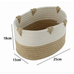 CESTO PORTA BIANCHERIA BICOLORE IN TESSUTO INTRECCIATO CESTINO 25X18X13CM 10659