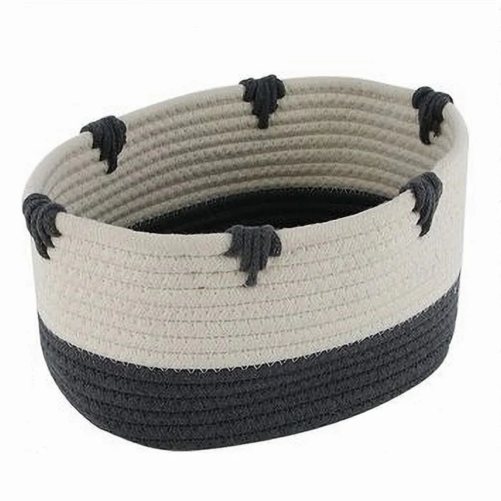 CESTO PORTA BIANCHERIA BICOLORE IN TESSUTO INTRECCIATO CESTINO 25X18X13 CM 10663