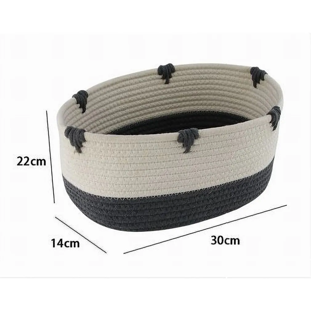 CESTO PORTA BIANCHERIA BICOLORE IN TESSUTO INTRECCIATO CESTINO 30X22X14CM 10664