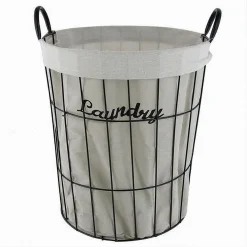 CESTO PORTA BIANCHERIA CONTENITORE IN TESSUTO CON STRUTTURA METALLO BAGNO 10632