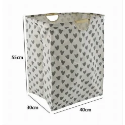 CESTO PORTA BIANCHERIA CUORI GRIGI CONTENITORE PANNI SPORCHI RICHIUDIBILE 10622