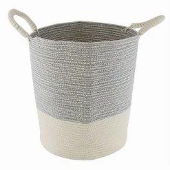 CESTO PORTA BIANCHERIA OGGETTI IN CORDA INTRECCIATA 35 X 40 CM CON MANICI 10680