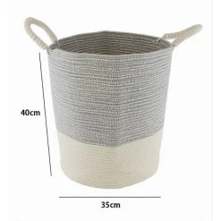 CESTO PORTA BIANCHERIA OGGETTI IN CORDA INTRECCIATA 35 X 40 CM CON MANICI 10680