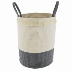 CESTO PORTA BIANCHERIA SPORCA CORDA INTRECCIATA BORSA CON MANICI 35X45 CM 10654