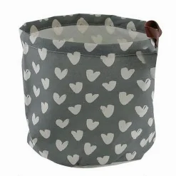 CESTO PORTA OGGETTI CON CUORI IN TESSUTO CON MANICO BAGNO CUCINA 25X28CM 10612
