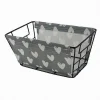 CESTO PORTA OGGETTI IN FERRO TESSUTO STAMPA A CUORI CON MANICI 25X15X12 CM 10615