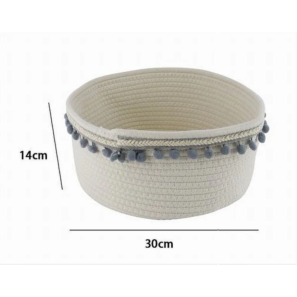 CESTO PORTA OGGETTI PER BIANCHERIA IN CORDA PON PON GRIGI CESTINO 30X14 CM 10671