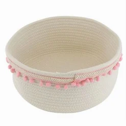 CESTO PORTA OGGETTI PER BIANCHERIA IN CORDA PON PON ROSA CESTINO 22X9.5 CM 10666