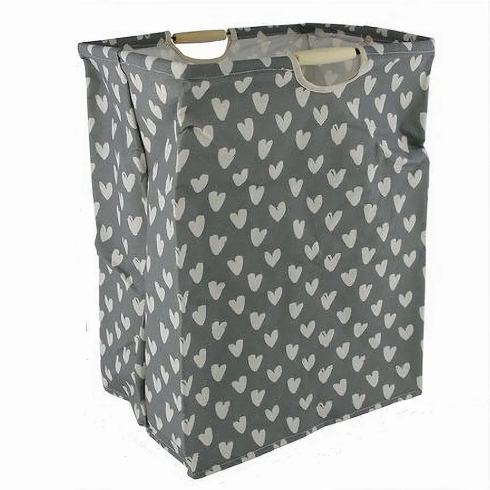 CESTO PORTABIANCHERIA CUORI BIANCHI CONTENITORE PANNI SPORCHI RICHIUDIBILE 10621