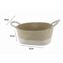 CESTO PORTABIANCHERIA OGGETTI CORDA INTRECCIATA OVALE CON MANICI 35X25X16CM 10677