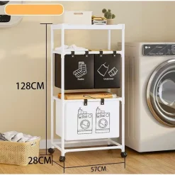 CESTO PORTABIANCHERIA ORGANIZER PER LAVANDERIA VESTITI DECORAZIONE BAGNO CON RUOTE