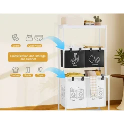 CESTO PORTABIANCHERIA ORGANIZER PER LAVANDERIA VESTITI DECORAZIONE BAGNO CON RUOTE