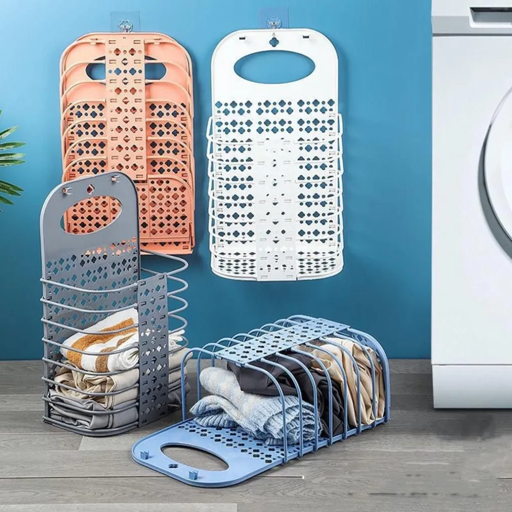 CESTO PORTABIANCHERIA PIEGHEVOLE A PARETE SALVASPAZIO CON MANICO CAMERA SOGGIORNO BAGNO