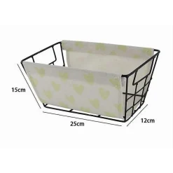 CESTO PORTAOGGETTI IN FERRO TESSUTO STAMPA A CUORI GALLI MANICI 25X15X12CM 10614