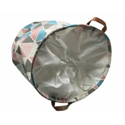 CESTO SACCO PORTA BIANCHERIA BAGNO PIEGHEVOLE MANICI TESSUTO ROMBI 40X50CM 10524