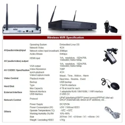 4CH CANALI Wifi DVR NVR KIT Wifi IP Camera Segnale 300 Metri CON 4 TELECAMERE