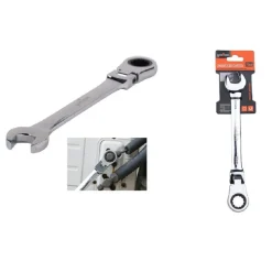 CHIAVE A CRICCHETTO COMBINATA 18MM TESTA PIEGHEVOLE CROMO VANADIO UTENSILE 91739