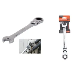 CHIAVE A CRICCHETTO COMBINATA 17MM TESTA PIEGHEVOLE CROMO VANADIO UTENSILE 91738