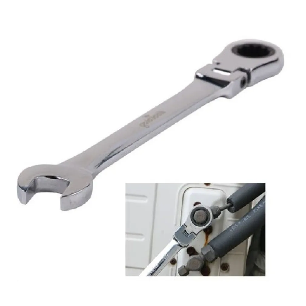 CHIAVE A CRICCHETTO COMBINATA 19MM TESTA PIEGHEVOLE CROMO VANADIO UTENSILE 91740