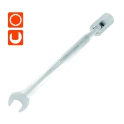 CHIAVE COMBINATA 16MM FISSA E A BUSSOLA POLIGONALE CON SNODO CROMO VANADIO 97564