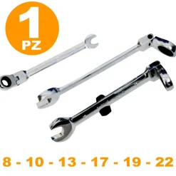 CHIAVE COMBINATE A CRICCHETTO CHROME VANADIUM CON TESTA SNODABILE MISURA MM