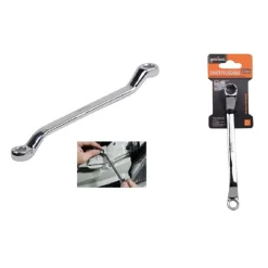 CHIAVE FISSA POLIGONALE A DOPPIA TESTA CURVA 8-9MM ANELLO A STELLA CROMATA 91688