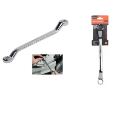 CHIAVE FISSA POLIGONALE DOPPIA TESTA CURVA 24-27MM ANELLO A STELLA CROMATA 91699