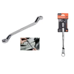 CHIAVE FISSA POLIGONALE DOPPIA TESTA CURVA 21-23MM ANELLO A STELLA CROMATA 91698