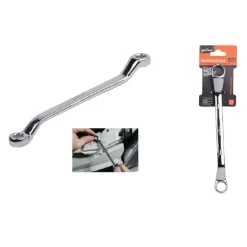 CHIAVE FISSA POLIGONALE DOPPIA TESTA CURVA 16-18MM ANELLO A STELLA CROMATA 91694