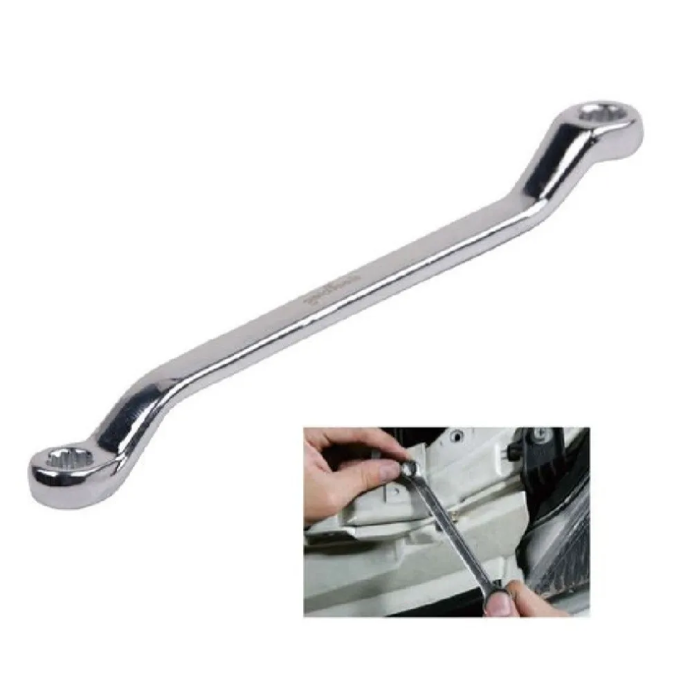 CHIAVE FISSA POLIGONALE DOPPIA TESTA CURVA 16-18MM ANELLO A STELLA CROMATA 91694