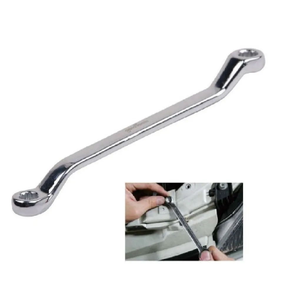 CHIAVE FISSA POLIGONALE DOPPIA TESTA CURVA 19-22MM ANELLO A STELLA CROMATA 91696