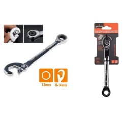 CHIAVE UNIVERSALE 8-14 MM CRICCHETTO A TESTA POLIGONALE ANELLO 13 MM PINZA 91746