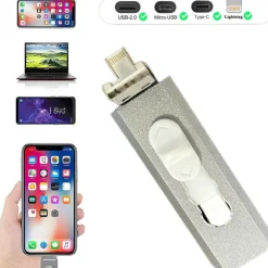 CHIAVETTA PEN DRIVE FLASHDRIVE DA 128GB 4 IN 1 USB PER IPHONE IOS ANDROID TYPE C