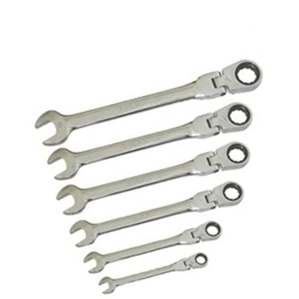 Chiavi combinate a cricchetto con snodo set 6pz in acciaio cromo vanadio