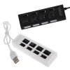 CIABATTA USB MULTIPRESA HUB CON 4 PORTE USB 2.0 NERA O BIANCA E LED BLU