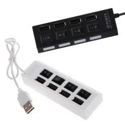 CIABATTA USB MULTIPRESA HUB CON 4 PORTE USB 2.0 NERA O BIANCA E LED BLU