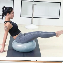 CIAMBELLA PALLA GONFIABILE ALLENAMENTO ESERCIZIO YOGA PILATES CON POMPA GRIGIO