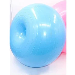CIAMBELLA PALLA GONFIABILE ALLENAMENTO ESERCIZIO PILATES YOGA CON GONFIATORE BLU