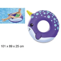 CIAMBELLA SALVAGENTE GONFIABILE NARVALO UNICORNO DI MARE 101CM PISCINA ESTATE MARE
