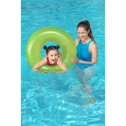 CIAMBELLA SALVAGENTE GONFIABILE PER BAMBINI TRASPARENTE NEON NUOTO 76 CM 36024