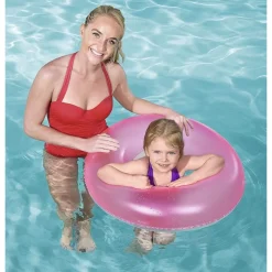 CIAMBELLA SALVAGENTE GONFIABILE PER BAMBINI TRASPARENTE NEON NUOTO 76 CM 36024