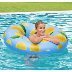 CIAMBELLA SALVAGENTE GONFIABILE PER PISCINA STAMPA AL LIMONE PROFUMATO Ø119CM 019976