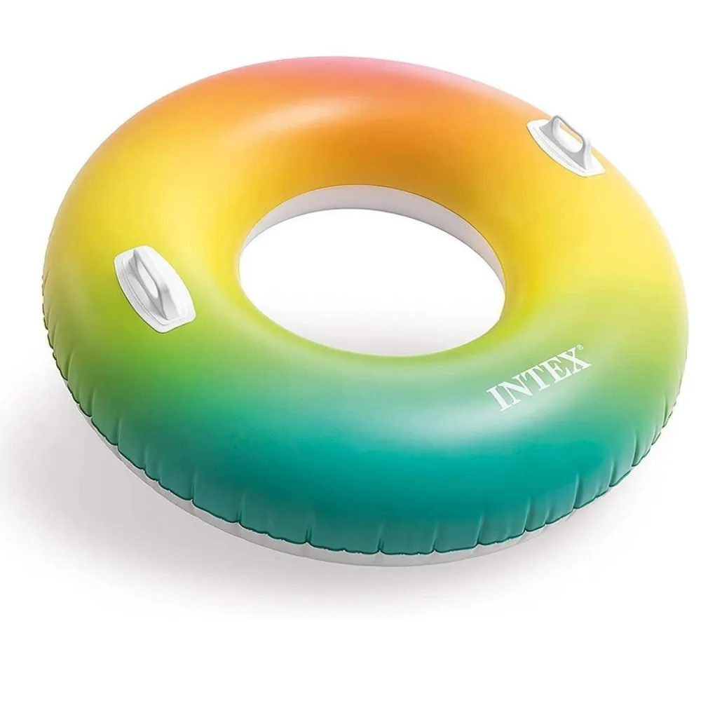 CIAMBELLONE GONFIABILE GALLEGGIANTE PISCINA MARE ARCOBALENO MANIGLIE 122CM 58202