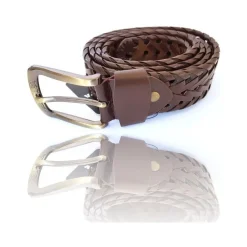 CINTA CINTURA UOMO INTRECCIATA CUOIO MARRONE GLAMOUR FASHION ALLA MODA