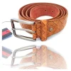 CINTA CINTURA UOMO PELLE MARRONE A-533 ELEGANTE GLAMOUR FASHION SQUAME